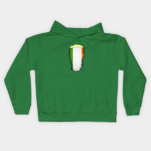 Irish Pint Glass Flag Kids Hoodie by PoetandChef